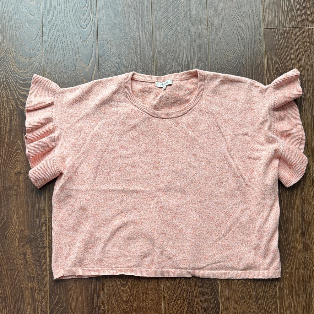 Madewell Ruffled Sleeve Crop Top in Pink